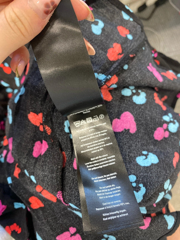 Lovely hush multi spotted black blouse UK 12 KM005