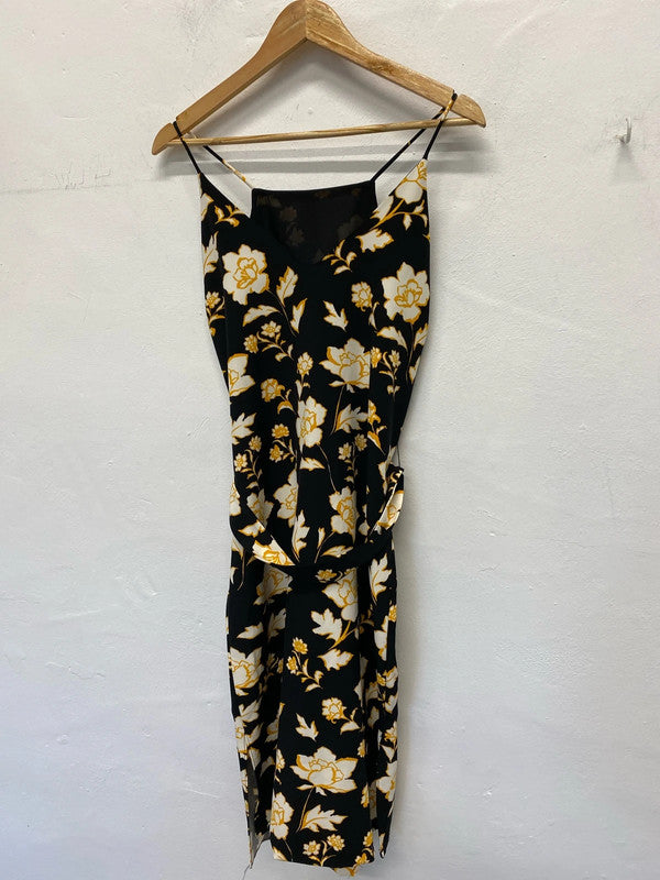 Fabulous River Island floral dress belted oriental vibes Uk10 LL003