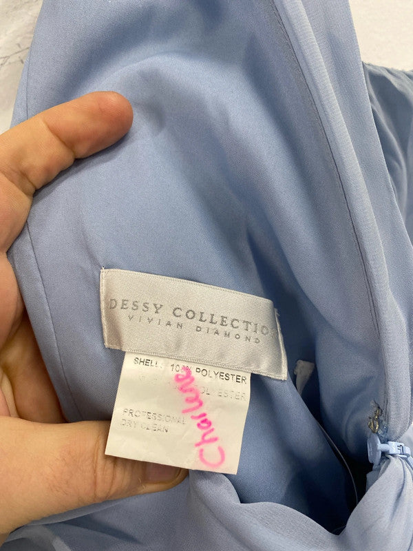 Fabulous periwinkle blue gown bridesmaids dress Dessy collection Vivian Diamond 24 CR002