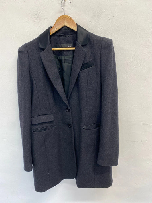 Fabulous next grey overcoat wool blend UK 16 JB005