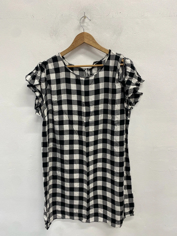 Fabulous Papaya Gingham large check cold shoulder dress Uk20 CR002