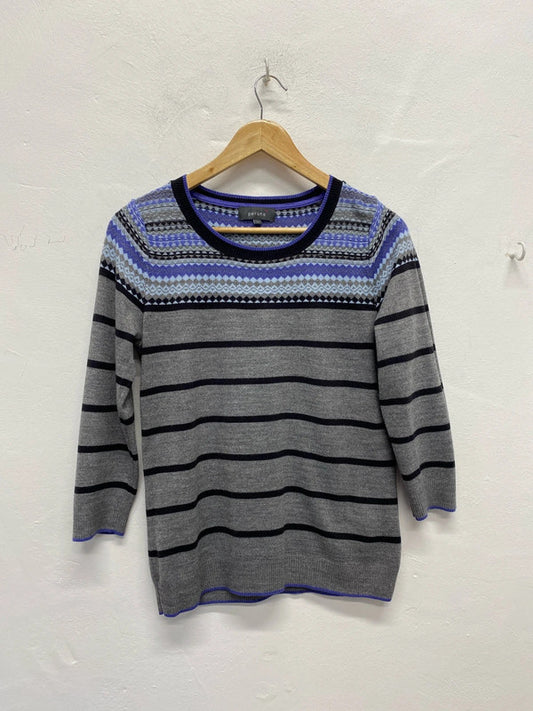 Fabulous Fairisle Striped M&S jumper Uk10 grey classic JA002