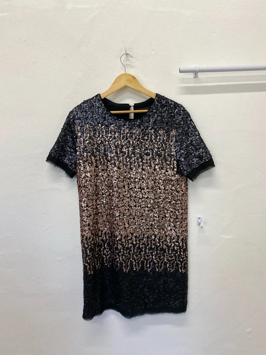 Fab Next classic sequin party dress rose gold & black Uk12 MB001