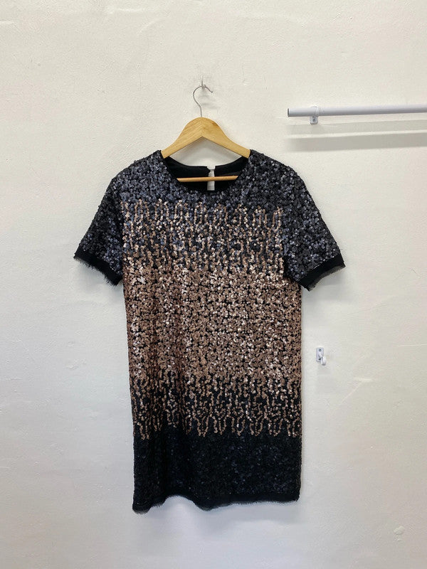 Fab Next classic sequin party dress rose gold & black Uk12 MB001