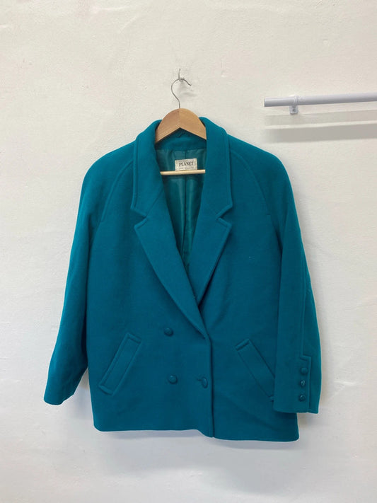 Fabulous Vintage Planet wool blend teal coat Uk14 MW001