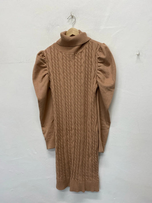 Girl In Mind biscuit beige cable-knit dress UkL LK009