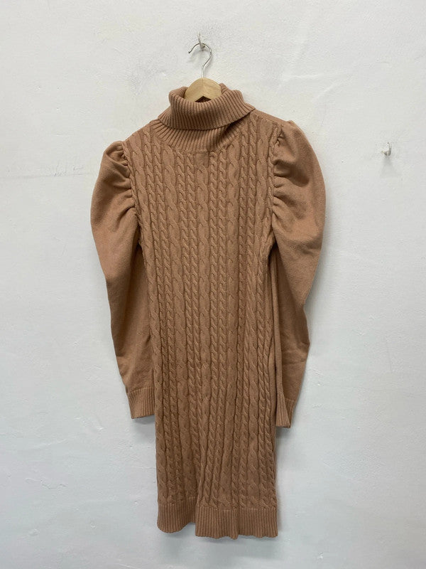 Girl In Mind biscuit beige cable-knit dress UkL LK009