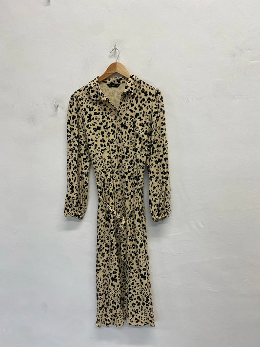 Lovely F&F leopard print shirt tie dress UK 16 JB005