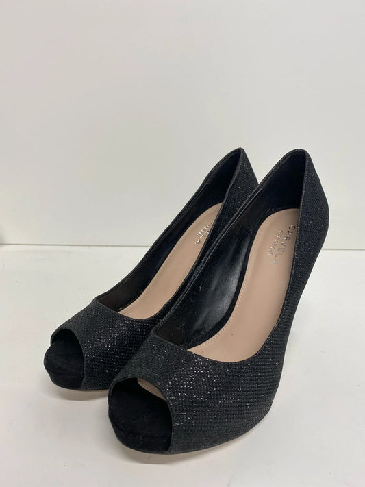 Fabulous Carvela Black peep toe shimmer sparkly party stilletos UK6 LH002