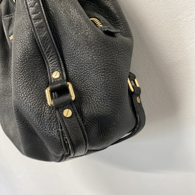 Michael Kors Bedford Belted Large Leather Shoulder Handbag In black IM001