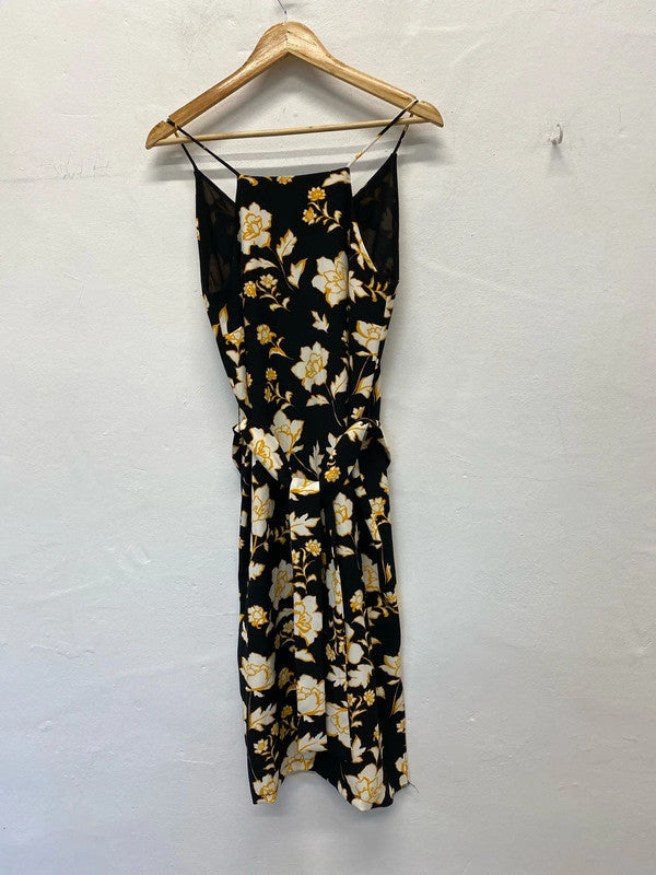 Fabulous River Island floral dress belted oriental vibes Uk10 LL003
