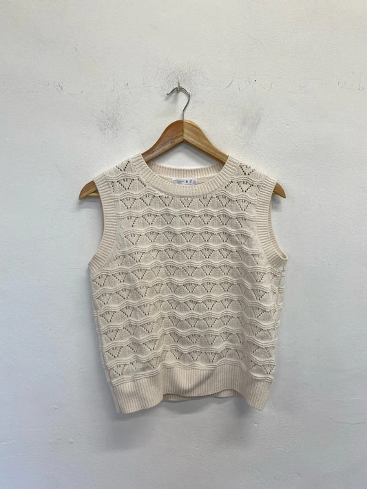 Fabulous crochet cream sleeveless Tank knit UkM 12/14 CM007