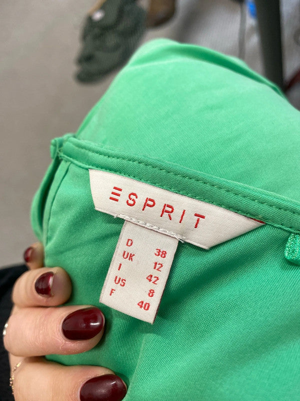 Lovely summery vibrant esprit green midi dress UK 12 JB003