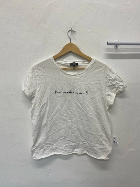 Fabulous Topshop White T shirt Uk14 You make me smile NN001