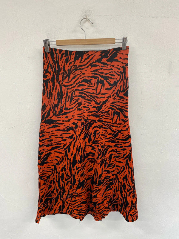 Mint Velvet Trendy Orange & Black Animal Print Maxi Skirt UK 12 NN001