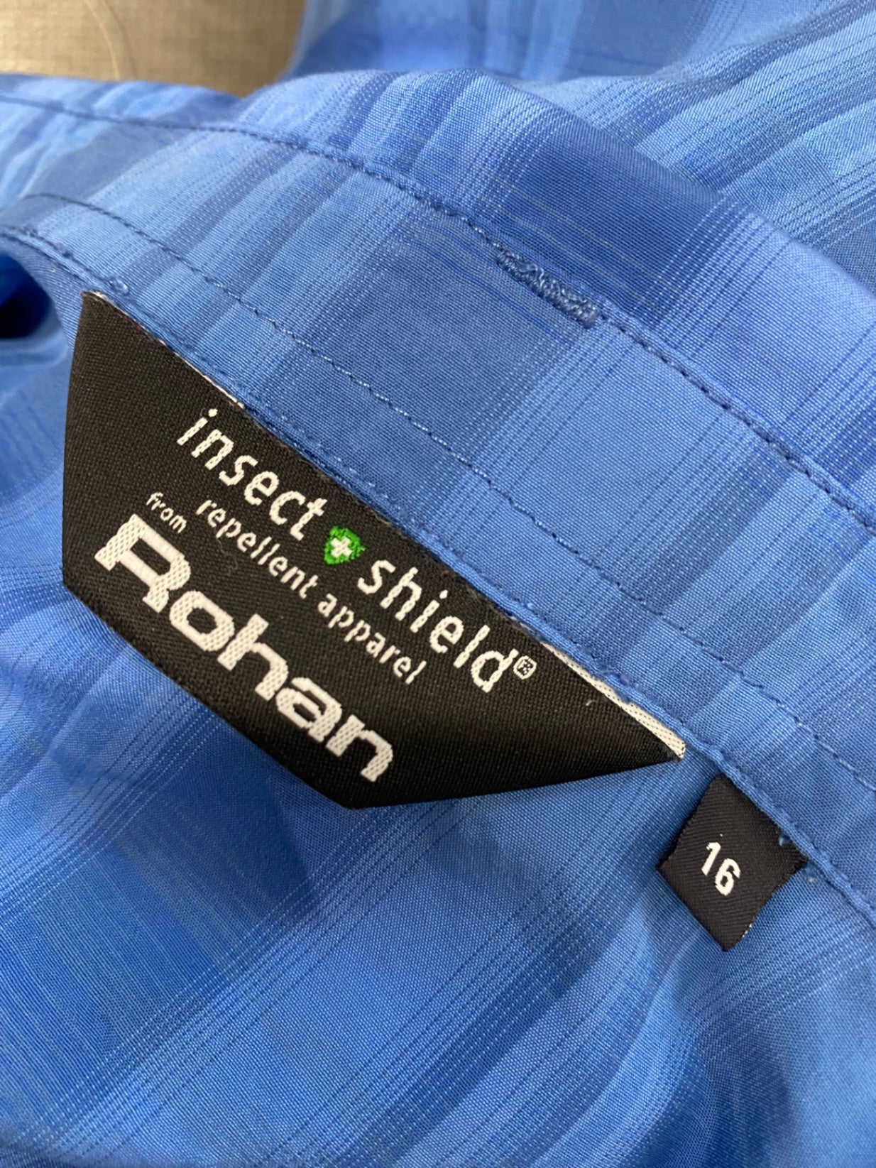 Classic Rohan insect shield Shirt UK 16 Blue striped SO560