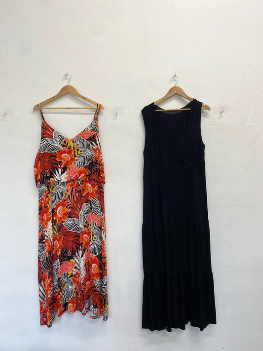 Stunning duo of summer dresses maxi floral and black Debenhams UK 18-22 #56 NC001