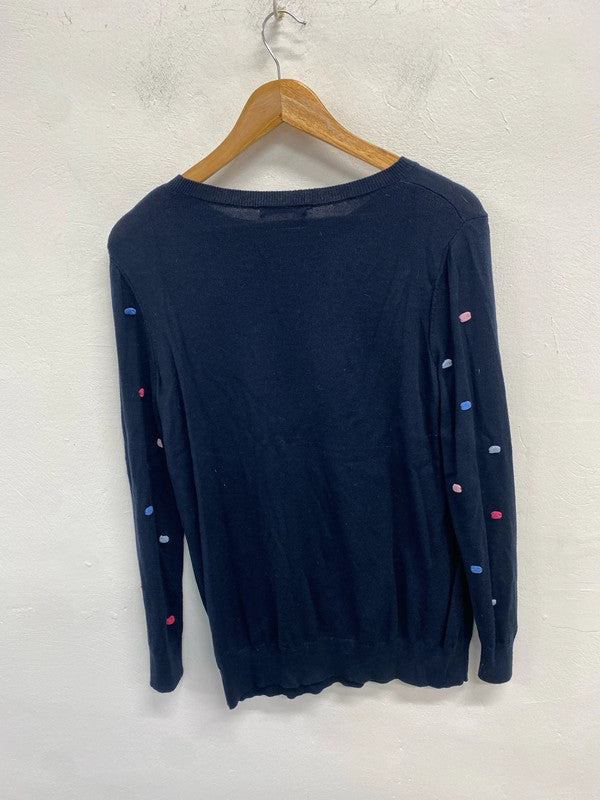 Lovely Tu navy Pom Pom jumper UK 14 JW002