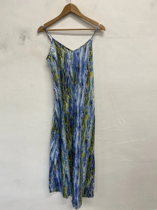 Stunning Shein blue Green pattern maxi dress UK S LL003