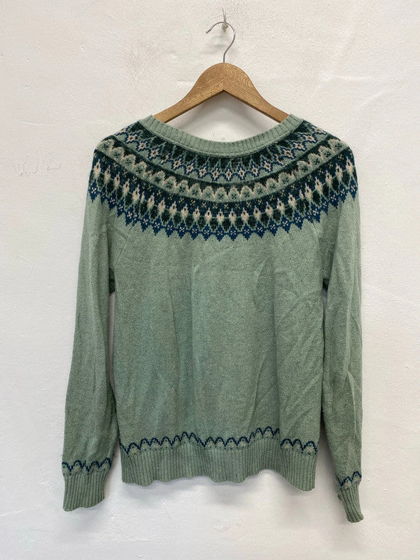 FatFace Lovely Sage Green Folksy Style Jumper UK 10 JM007