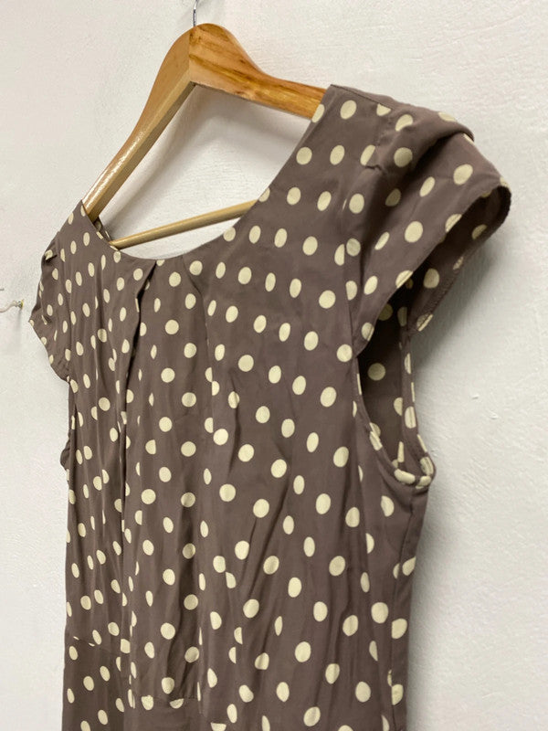 Fabulous Classic fawn & cream spotty summer dress Wallis Uk12 KD001