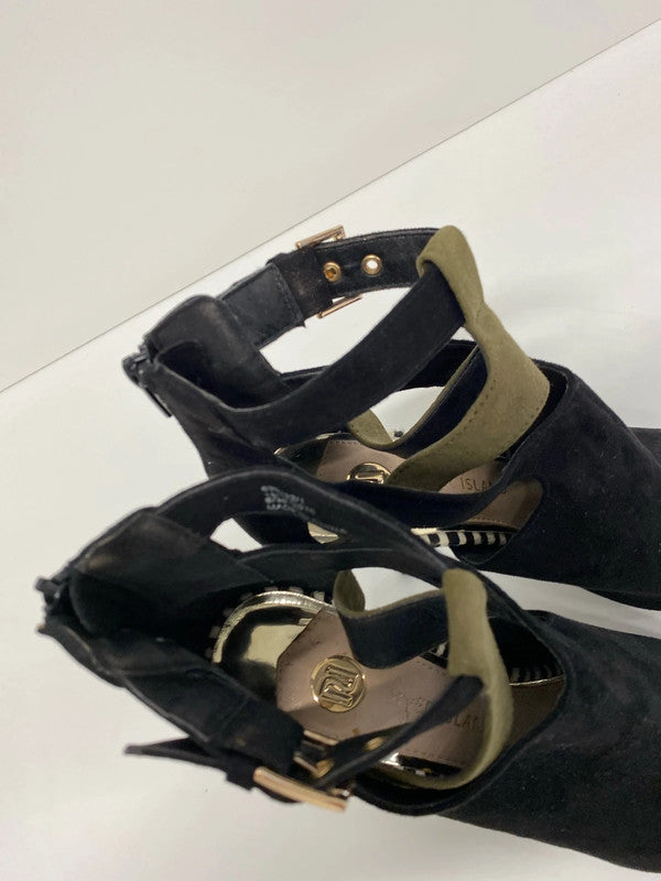 Fabulous River Island stilletto black peep toe boot UK6 KM004