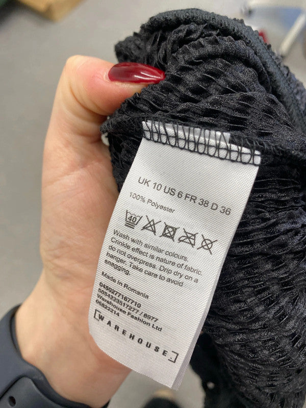 Lovely warehouse black crepe jumpsuit open shoulder UK 10 GK002