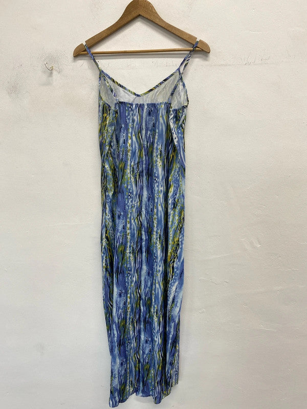 Stunning Shein blue Green pattern maxi dress UK S LL003