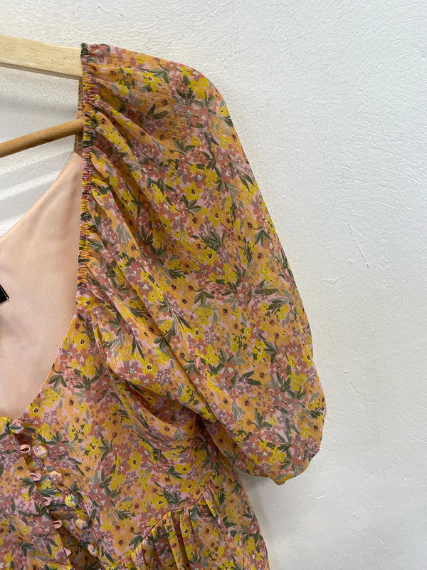 Lovely new look pink floral blouse UK 8 JM008