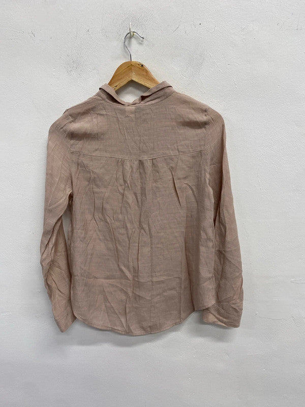 Lovely H&M tie up blouse rose UK 10 NS003