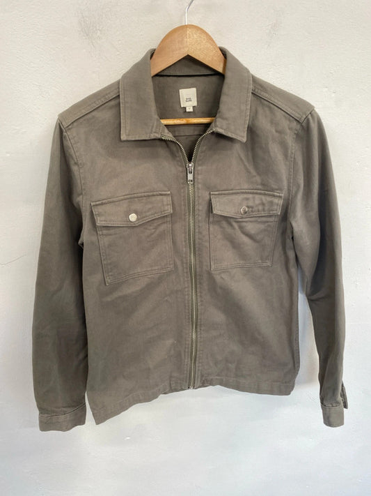 Classic River Island chore jacket denim canvas S khaki grey SD001