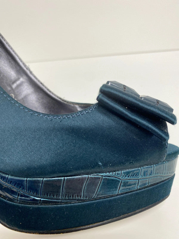 Carvela Fabulous Sea Green Croc Effect Heels UK 5 AE001