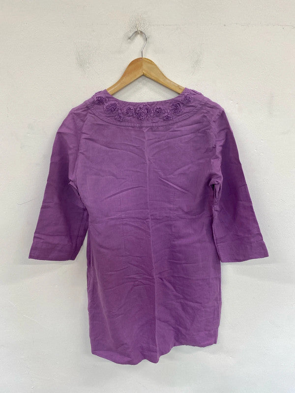 Boden Gorgeous Purple Abstract Floral Detail Tunic Dress UK 12 MM005