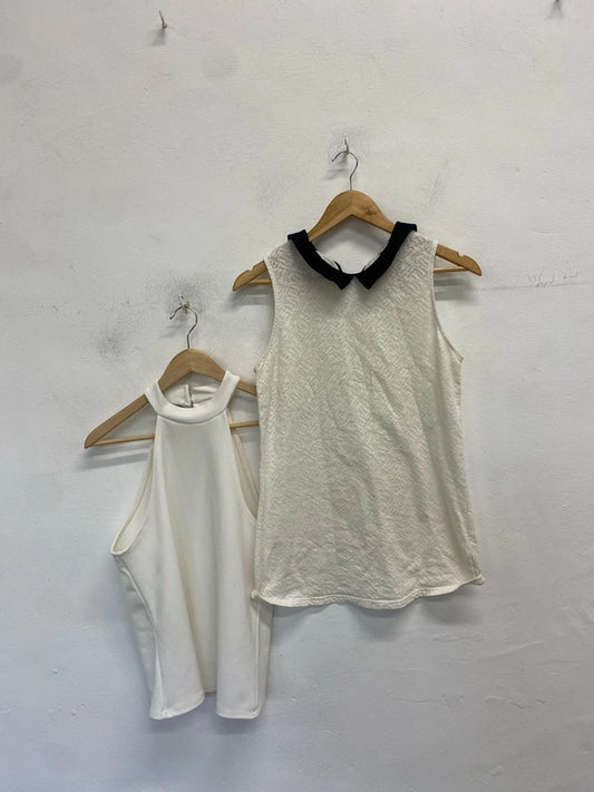 Lovely duo of cute white Halterneck tops new look next UK 10 SW001 #17