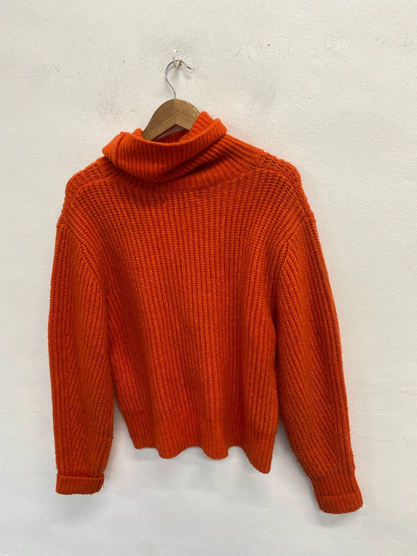 Stunning essentiel antwarp orange high neck knit jumper UK L SS002