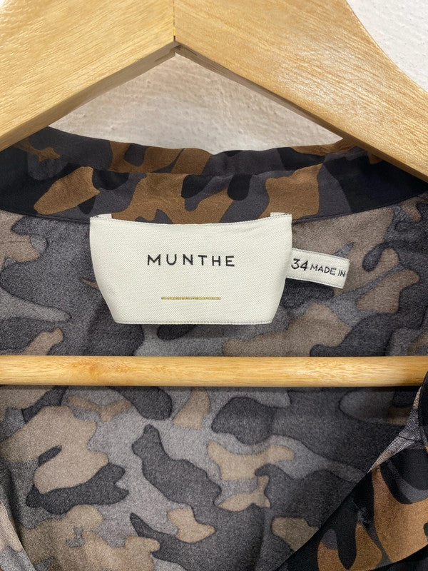 Munthe Chic Nabic Satin Camo Loose Fit Blouse UK 6 SD002