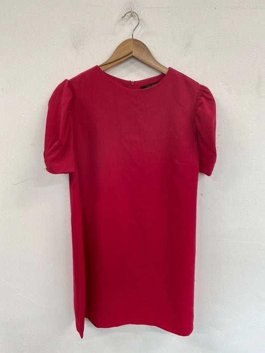 Zara Gorgeous Hot Pink Pearl Detail Mini Dress Size L NN001