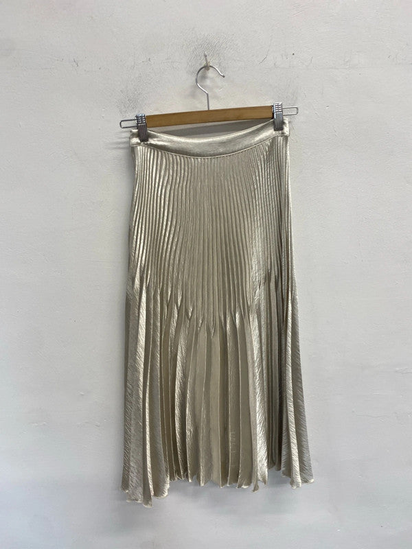 Stunning reiss champagne shimmer pleated maxi skirt UK 4 SD002