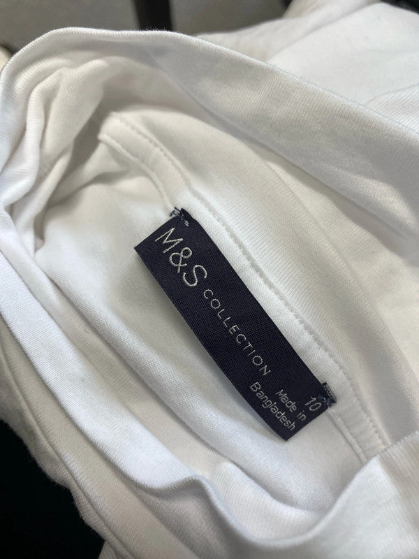 Lovely Marks & Spencer white turtleneck sleeveless top UK 10 MM005