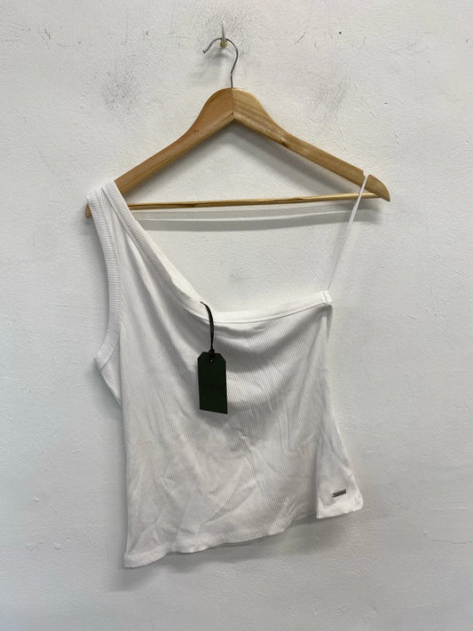 Fabulous All Saints white Stef Tank ribbed top Uk14 AC002