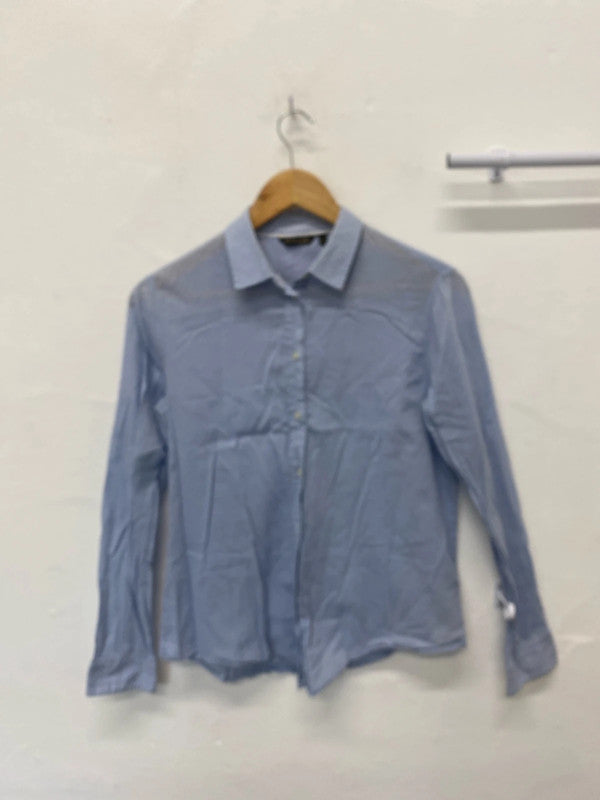 Fabulous Baby Blue Navy spotted shirt Ladies Uk10 MM005