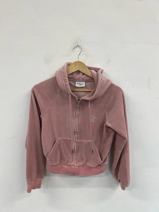 Juicy Couture Chic Almond Blossom Velour Diamanté Zip Thru Hoodie Size XS SD002