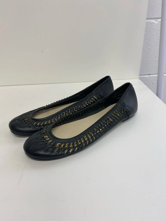 Fab Oasis Navy ballerina flats gold chain detailing Uk8 JM007